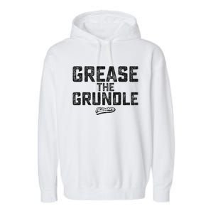 Grease The Grundle Funny Distressed Text Running Garment-Dyed Fleece Hoodie