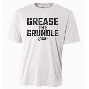 Grease The Grundle Funny Distressed Text Running Cooling Performance Crew T-Shirt