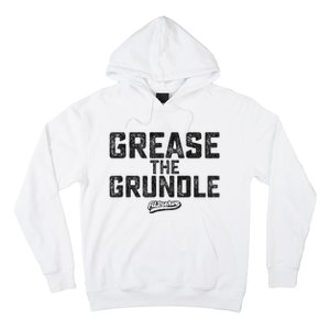 Grease The Grundle Funny Distressed Text Running Hoodie