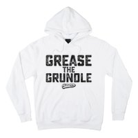 Grease The Grundle Funny Distressed Text Running Hoodie