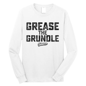 Grease The Grundle Funny Distressed Text Running Long Sleeve Shirt