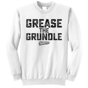 Grease The Grundle Funny Distressed Text Running Sweatshirt