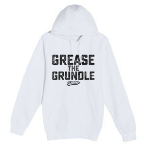 Grease The Grundle Funny Distressed Text Running Premium Pullover Hoodie