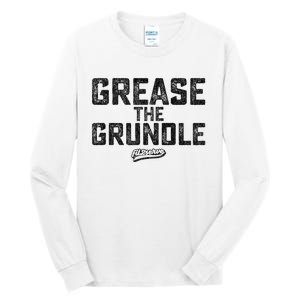 Grease The Grundle Funny Distressed Text Running Tall Long Sleeve T-Shirt