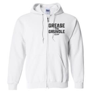 Grease The Grundle Funny Distressed Text Running Full Zip Hoodie