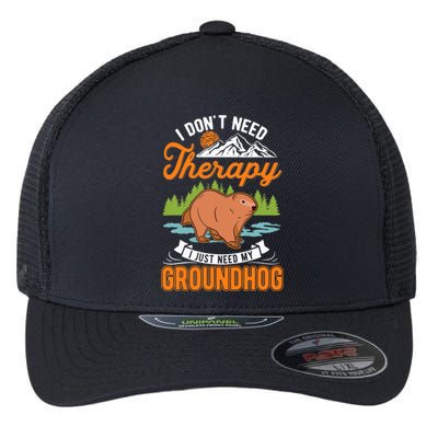 Groundhog Therapy Groundhog Day Woodchuck Marmot Flexfit Unipanel Trucker Cap