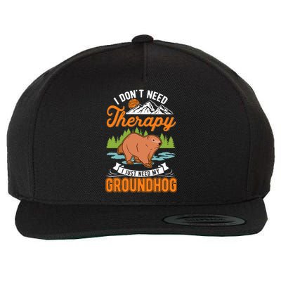 Groundhog Therapy Groundhog Day Woodchuck Marmot Wool Snapback Cap