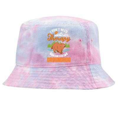 Groundhog Therapy Groundhog Day Woodchuck Marmot Tie-Dyed Bucket Hat