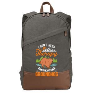 Groundhog Therapy Groundhog Day Woodchuck Marmot Cotton Canvas Backpack