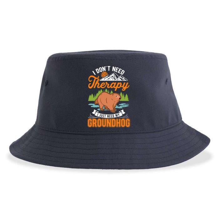 Groundhog Therapy Groundhog Day Woodchuck Marmot Sustainable Bucket Hat