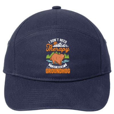 Groundhog Therapy Groundhog Day Woodchuck Marmot 7-Panel Snapback Hat