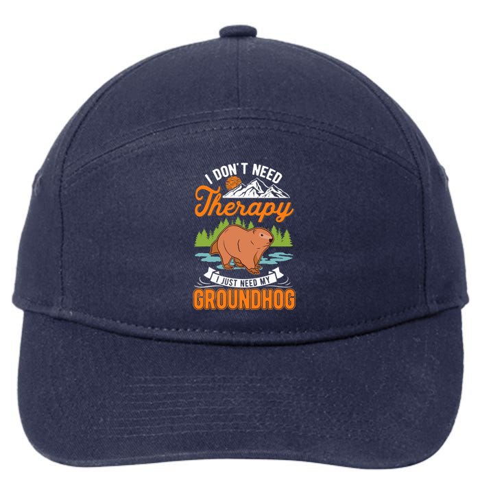 Groundhog Therapy Groundhog Day Woodchuck Marmot 7-Panel Snapback Hat