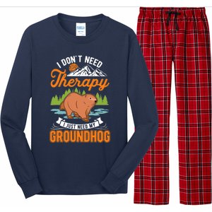 Groundhog Therapy Groundhog Day Woodchuck Marmot Long Sleeve Pajama Set