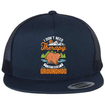 Groundhog Therapy Groundhog Day Woodchuck Marmot Flat Bill Trucker Hat