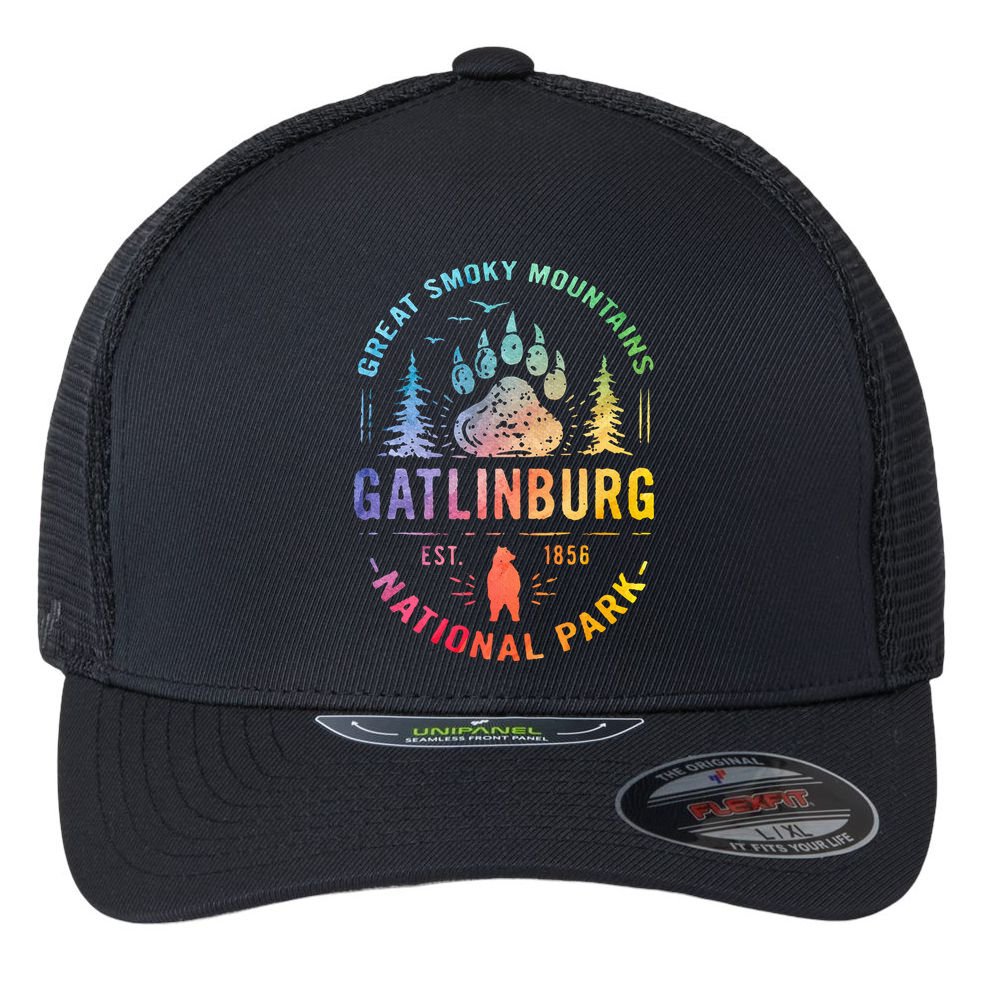 Gatlinburg Tennessee Great Smoky Mountains Flexfit Unipanel Trucker Cap