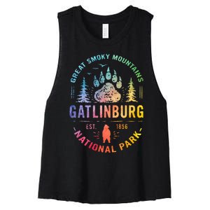 Gatlinburg Tennessee Great Smoky Mountains Women's Racerback Cropped Tank