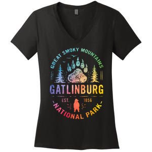 Gatlinburg Tennessee Great Smoky Mountains Women's V-Neck T-Shirt