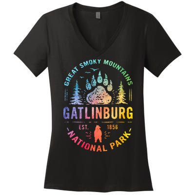 Gatlinburg Tennessee Great Smoky Mountains Women's V-Neck T-Shirt