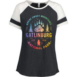 Gatlinburg Tennessee Great Smoky Mountains Enza Ladies Jersey Colorblock Tee