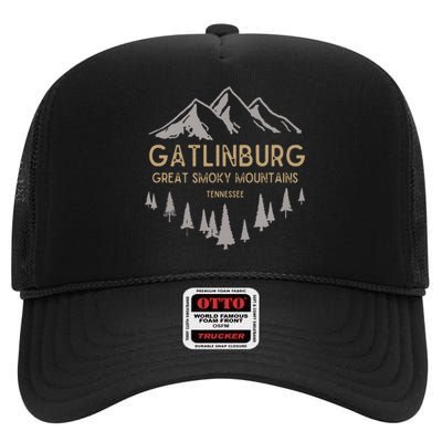 Gatlinburg Tennessee Great Smoky Mountains Souvenir High Crown Mesh Back Trucker Hat