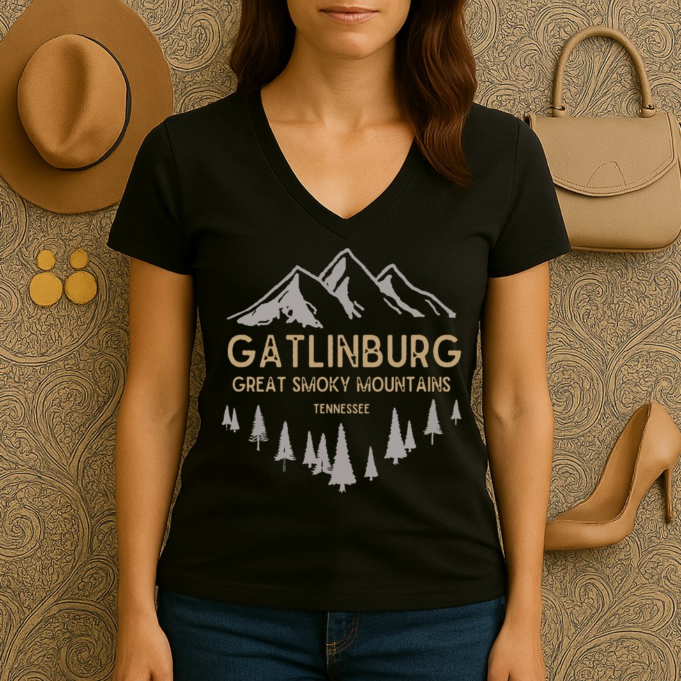 Gatlinburg Tennessee Great Smoky Mountains Souvenir Women's V-Neck T-Shirt