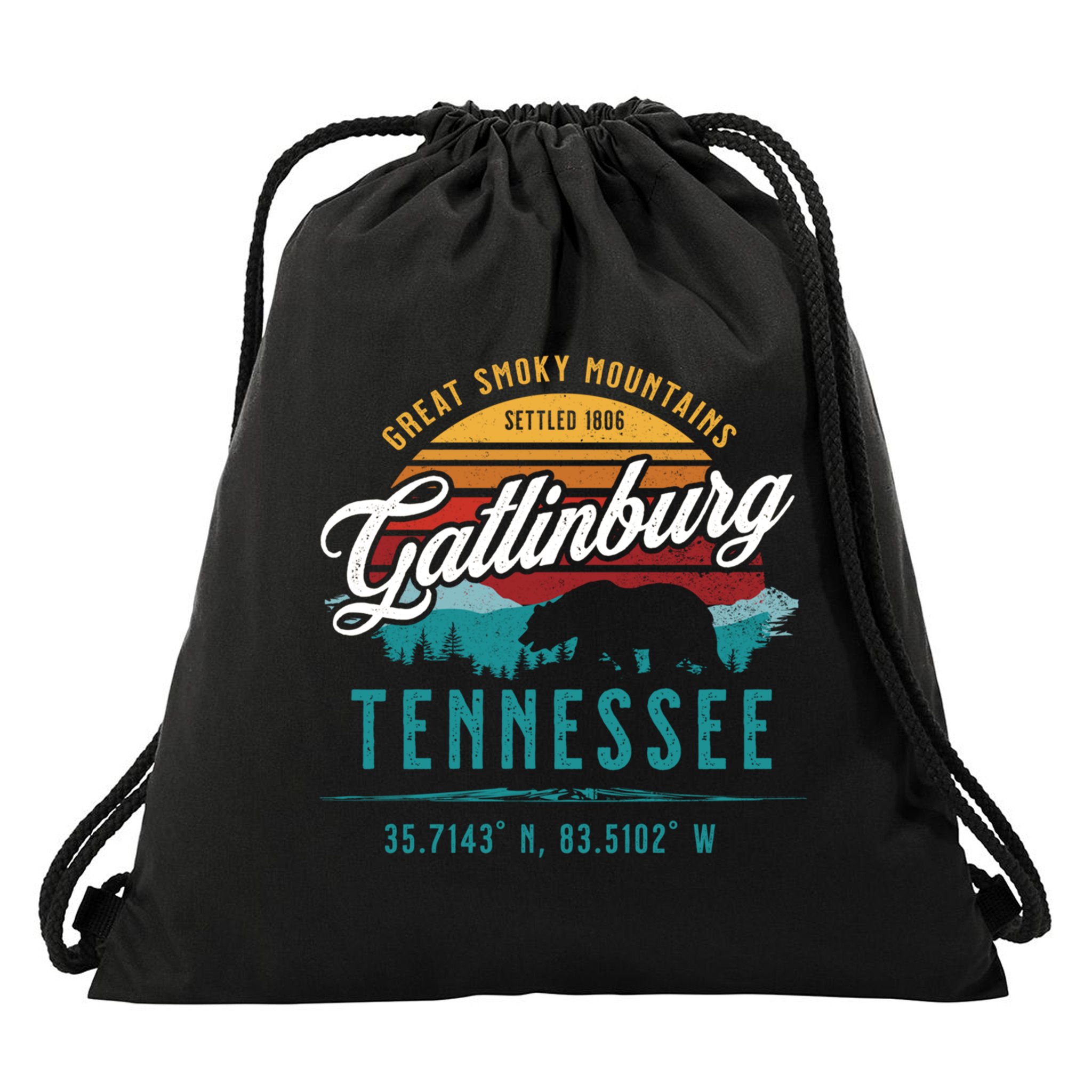 Gatlinburg Tennessee Great Smoky Mountains Bear Souvenir Cute Gift Drawstring Bag
