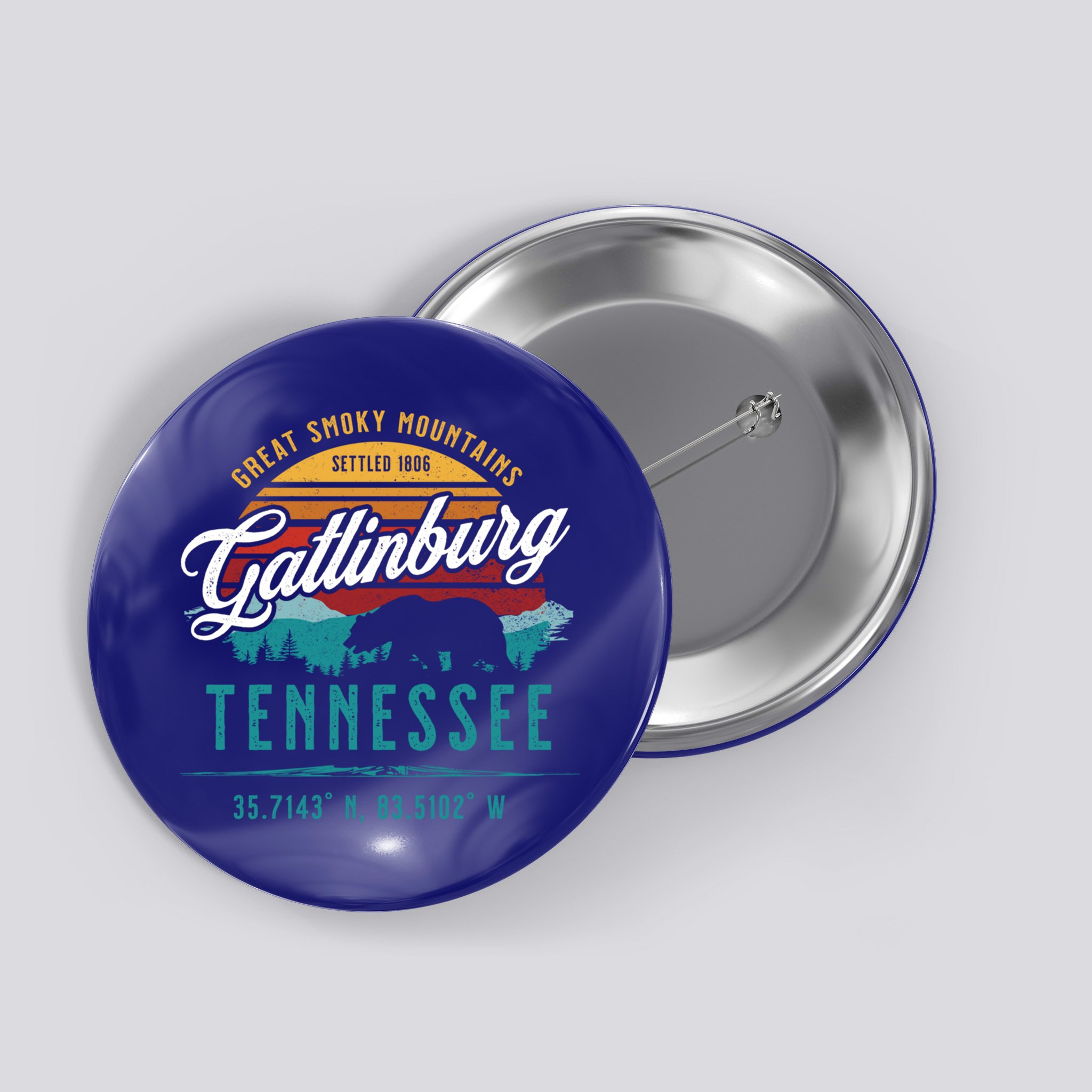 Gatlinburg Tennessee Great Smoky Mountains Bear Souvenir Cute Gift Button