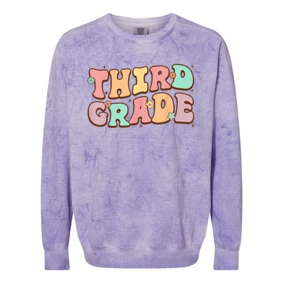 Groovy Third Grade Student 3Rd Grade Teacher Back To School Gift Colorblast Crewneck Sweatshirt