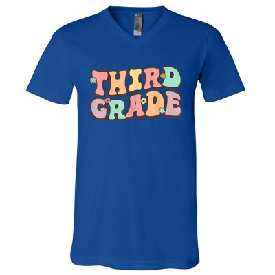 Groovy Third Grade Student 3Rd Grade Teacher Back To School Gift V-Neck T-Shirt