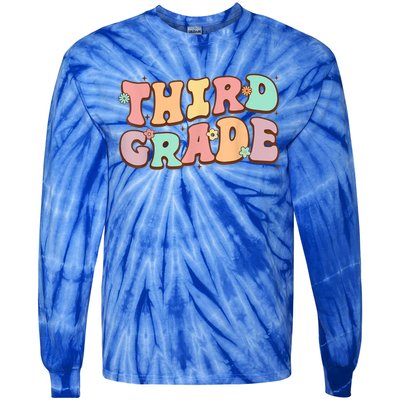 Groovy Third Grade Student 3Rd Grade Teacher Back To School Gift Tie-Dye Long Sleeve Shirt