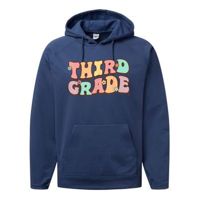 Groovy Third Grade Student 3Rd Grade Teacher Back To School Gift Performance Fleece Hoodie