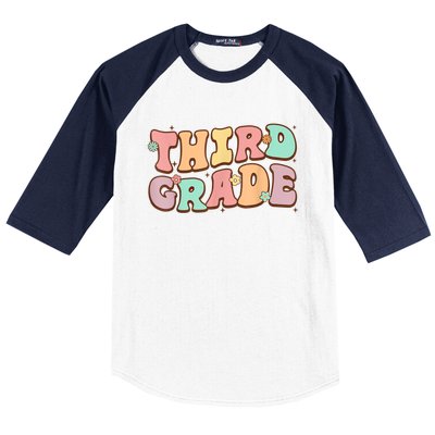 Groovy Third Grade Student 3Rd Grade Teacher Back To School Gift Baseball Sleeve Shirt