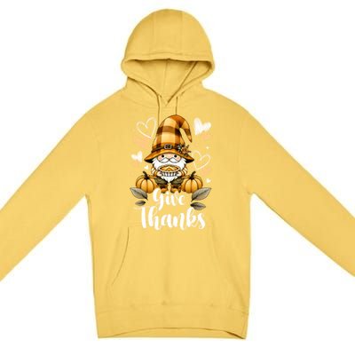 Give Thanks Gnome Pumpkin Pie Thanksgiving Gift Premium Pullover Hoodie