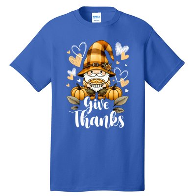 Give Thanks Gnome Pumpkin Pie Thanksgiving Gift Tall T-Shirt