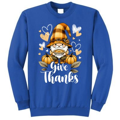 Give Thanks Gnome Pumpkin Pie Thanksgiving Gift Tall Sweatshirt