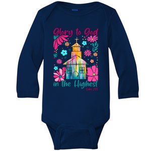 Glory To God In The Highest Luke 2 14 Church Christmas Holiday Baby Long Sleeve Bodysuit