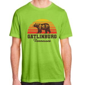 Gatlinburg Tennessee Great Smoky Mountains Bear Retro Sunset Gift Adult ChromaSoft Performance T-Shirt