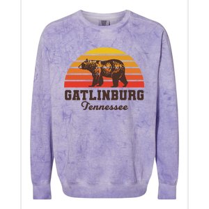 Gatlinburg Tennessee Great Smoky Mountains Bear Retro Sunset Gift Colorblast Crewneck Sweatshirt