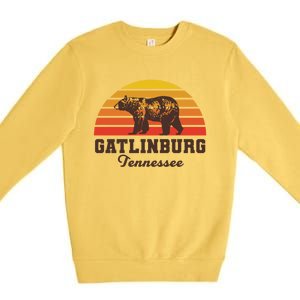 Gatlinburg Tennessee Great Smoky Mountains Bear Retro Sunset Gift Premium Crewneck Sweatshirt