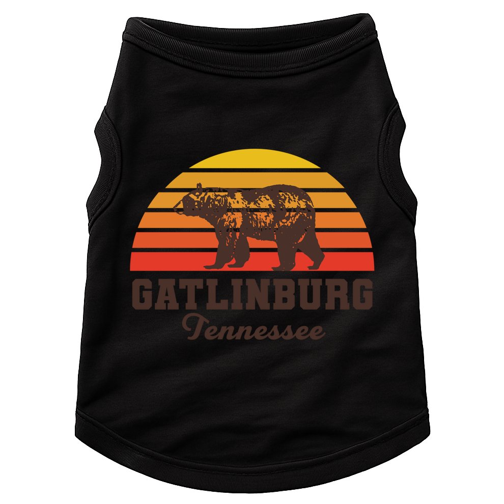Gatlinburg Tennessee Great Smoky Mountains Bear Retro Sunset Gift Doggie Tank