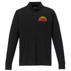 Gatlinburg Tennessee Great Smoky Mountains Bear Retro Sunset Gift Performance Long Sleeve Polo