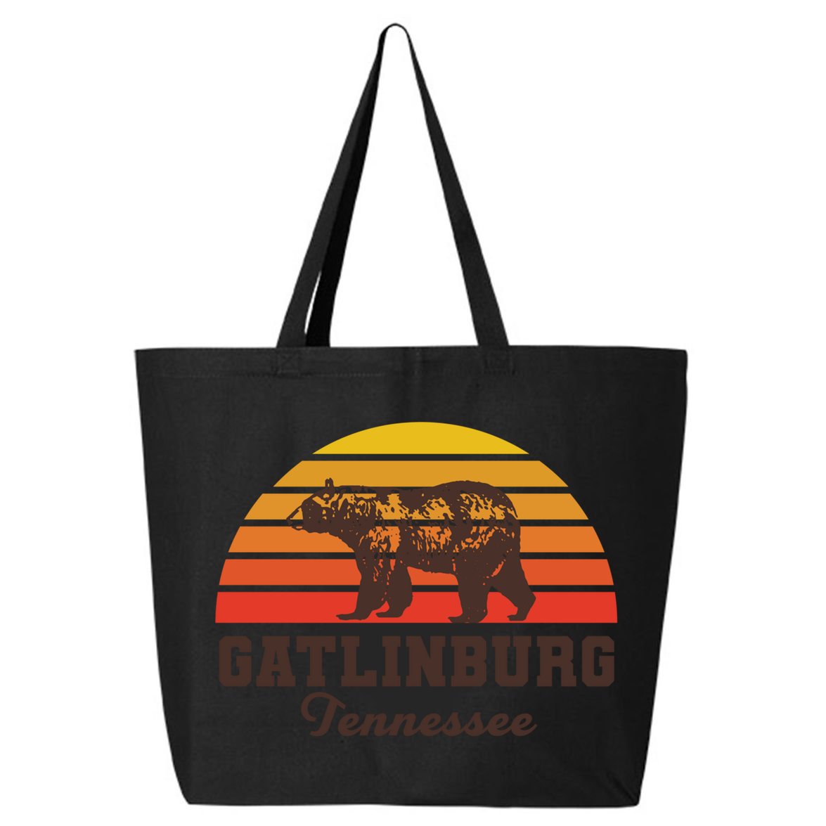 Gatlinburg Tennessee Great Smoky Mountains Bear Retro Sunset Gift 25L Jumbo Tote