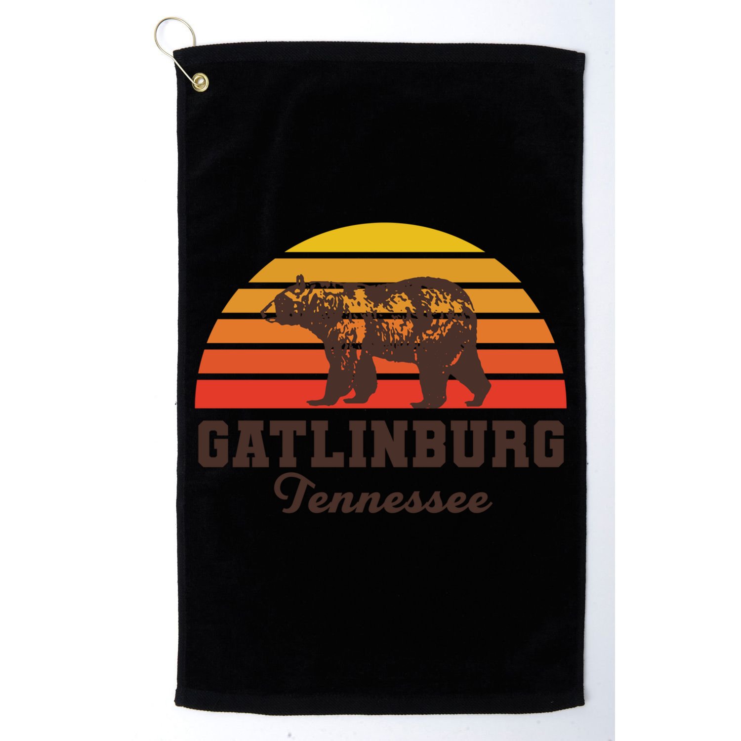 Gatlinburg Tennessee Great Smoky Mountains Bear Retro Sunset Gift Golf Towel
