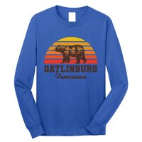 Gatlinburg Tennessee Great Smoky Mountains Bear Retro Sunset Gift Long Sleeve Shirt