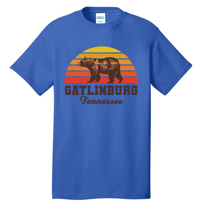 Gatlinburg Tennessee Great Smoky Mountains Bear Retro Sunset Gift Tall T-Shirt