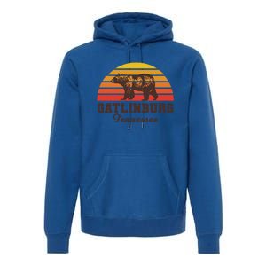 Gatlinburg Tennessee Great Smoky Mountains Bear Retro Sunset Gift Premium Hoodie