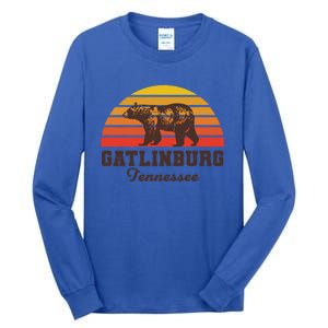 Gatlinburg Tennessee Great Smoky Mountains Bear Retro Sunset Gift Tall Long Sleeve T-Shirt