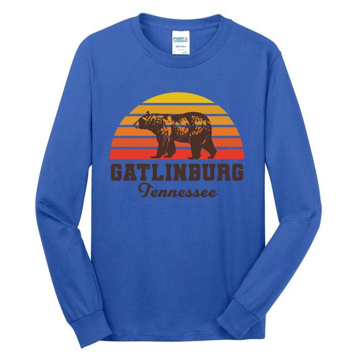 Gatlinburg Tennessee Great Smoky Mountains Bear Retro Sunset Gift Tall Long Sleeve T-Shirt