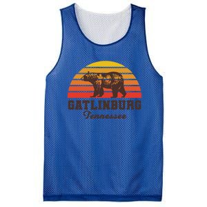 Gatlinburg Tennessee Great Smoky Mountains Bear Retro Sunset Gift Mesh Reversible Basketball Jersey Tank