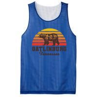 Gatlinburg Tennessee Great Smoky Mountains Bear Retro Sunset Gift Mesh Reversible Basketball Jersey Tank